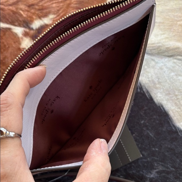 Brand New Kate Spade Colorblock Saffiano Leather L-Zip Medium Wristlet Lilac - Picture 11 of 16